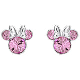 Disney Minnie Mouse stud earrings silver pink crystal 10.6mm (British brand)