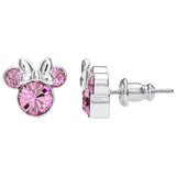 Disney Minnie Mouse stud earrings silver pink crystal 10.6mm (British brand)