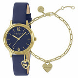Radley navy leather strap watch and bracelet set, imported from the UK