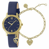 Radley navy leather strap watch and bracelet set, imported from the UK