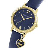 Radley navy leather strap watch and bracelet set, imported from the UK