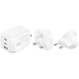 Belkin 100W Dual USB-C & A Wall Charger with EU & US Travel Tips - White