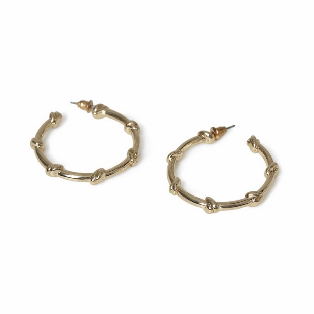 Freedom gold-tone knot medium hoop earrings - British product