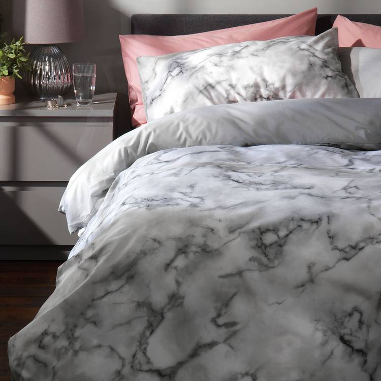 Habitat Marble White & Black bedding set single, imported from the UK