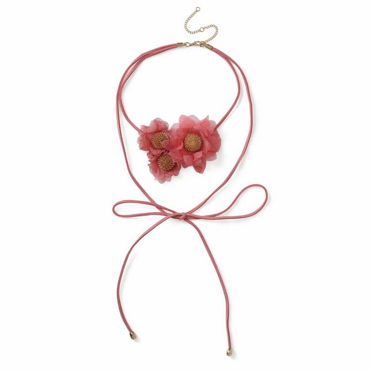 Revere pink flower wrap-around choker necklace (British brand)