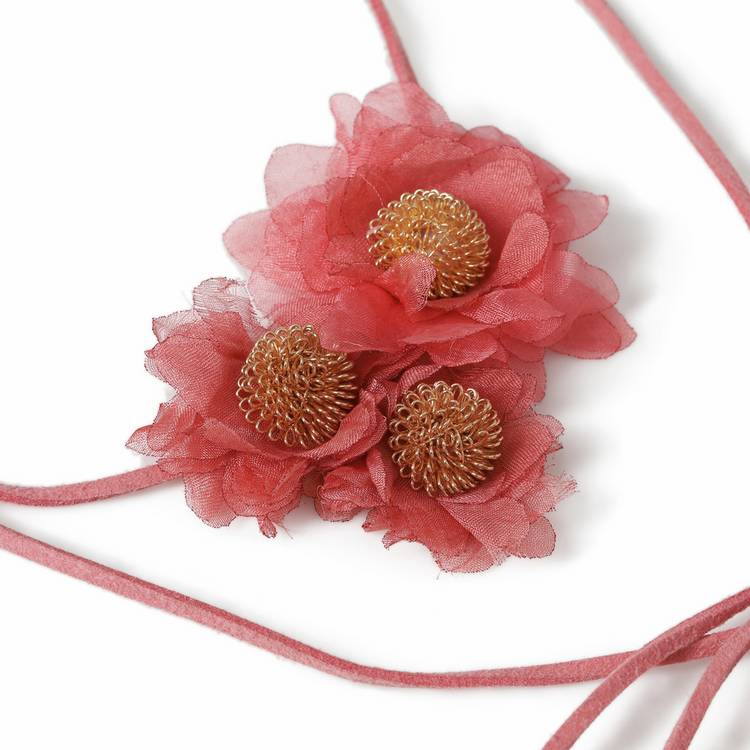 Revere pink flower wrap-around choker necklace (British brand)