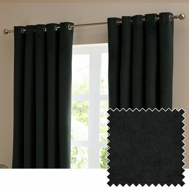 Furn blackout curtains velvet black 117x137cm (British brand)