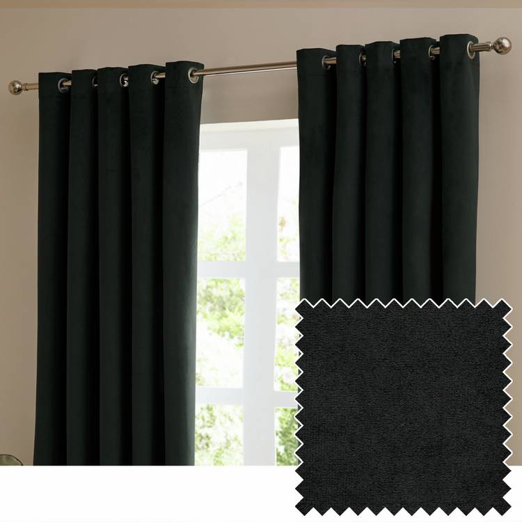 Furn blackout curtains velvet black 117x137cm (British brand)