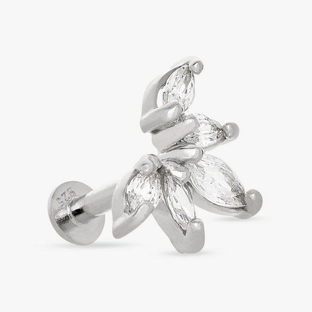 Revere sterling silver marquise cubic zirconia flatback earring, imported from the UK