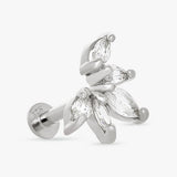 Revere sterling silver marquise cubic zirconia flatback earring, imported from the UK