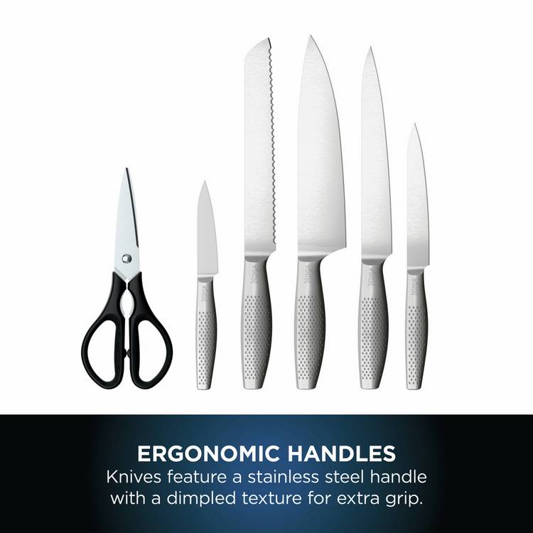 Ninja StaySharp 6 piece knife set with wood block and sharpener (British brand)
