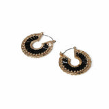 Freedom black and gold beaded hoop earrings 25mm, UK version