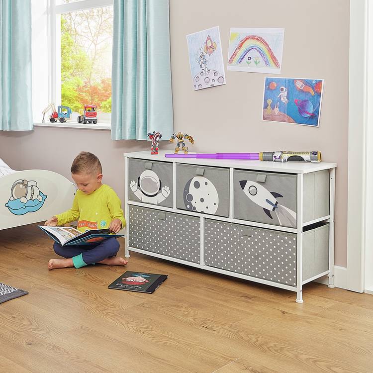 Liberty House Toys 5 drawer storage unit grey, imported from the UK