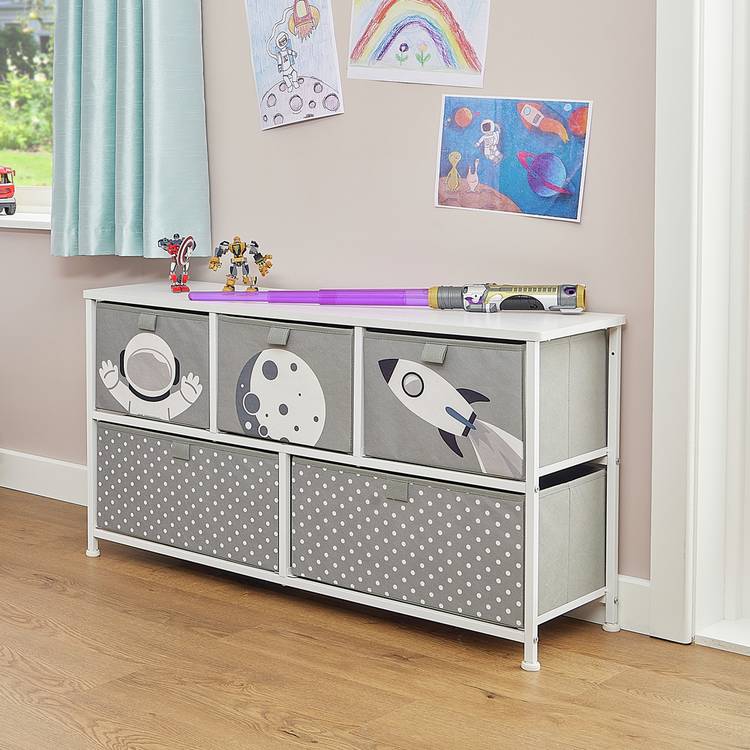 Liberty House Toys 5 drawer storage unit grey, imported from the UK