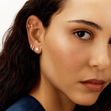 Revere gold plated sterling silver flatback earring with cubic zirconia, UK version