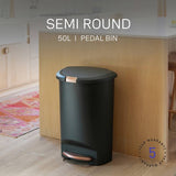 Simplehuman semi round green pedal bin 50 litre - British product