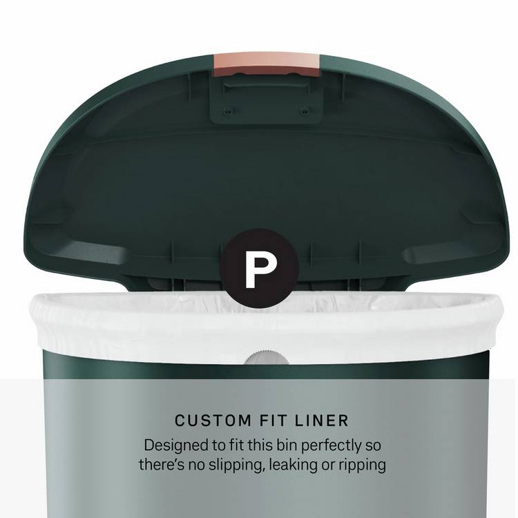 Simplehuman semi round green pedal bin 50 litre - British product