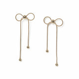 Freedom gold-tone bow drop earrings 20mm, UK version