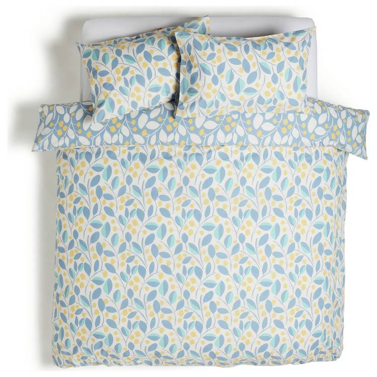 Argos Home Scandi Floral sky blue yellow bedding set single (British brand)