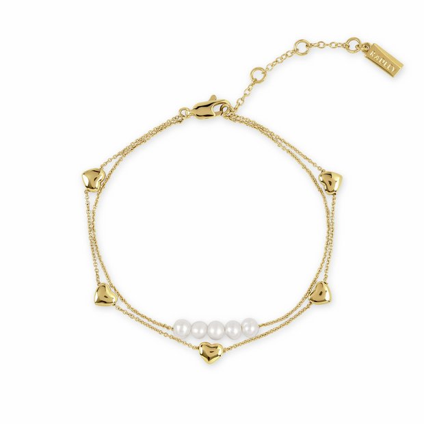 Radley double layer heart and pearl bracelet 18ct gold plated (British brand)