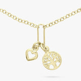 Revere gold plated Tree of Life and heart charm bracelet 20cm (British brand)