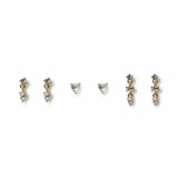Freedom yellow gold crystal stud and drop earrings set of 3, imported from the UK