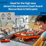 LEGO City Coast Guard rescue boat and helicopter toys, UK version