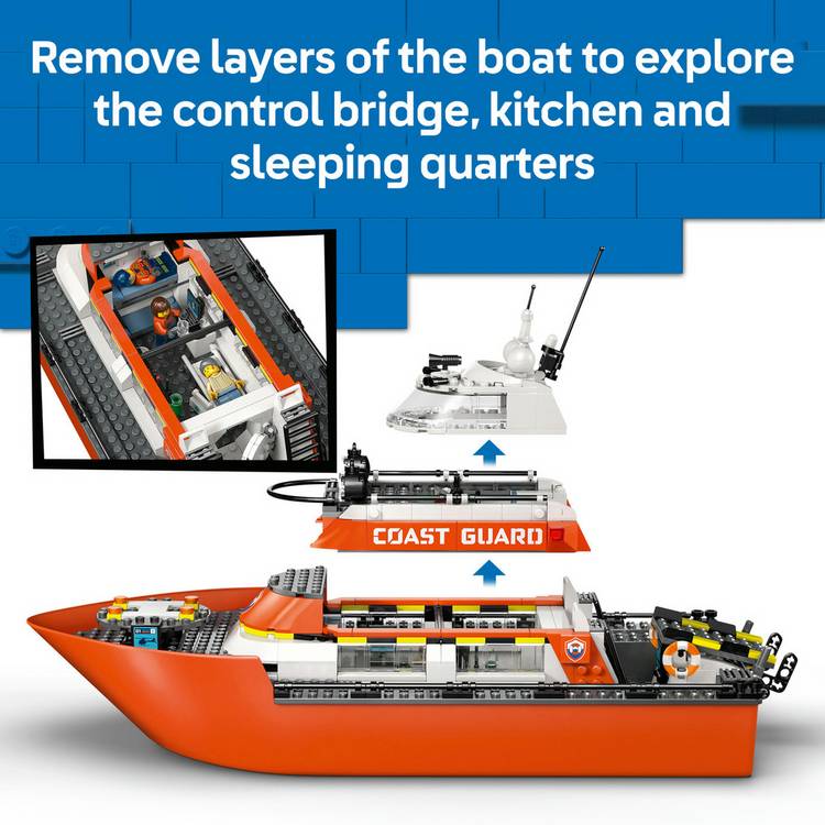 LEGO City Coast Guard rescue boat and helicopter toys, UK version