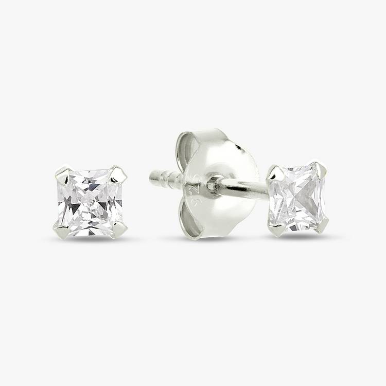 Revere sterling silver square cubic zirconia stud earrings (British brand)