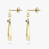 Revere 9ct gold pear shaped drop earrings with diamond, imported from the UK