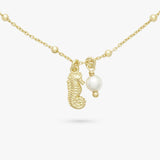 Revere gold plated seahorse charm bracelet with faux pearl (British brand)