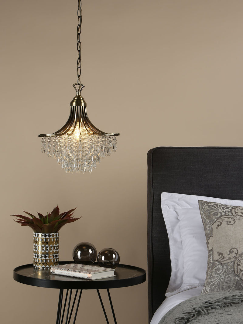 Dar Lighting Suri pendant antique brass 29cm - British product