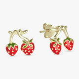 Revere gold plated strawberry earrings for kids, UK version