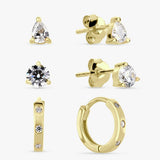 Revere 9ct gold plated silver stud huggie earring set, imported from the UK