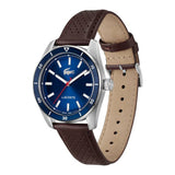 Lacoste blue dial brown leather strap watch (British brand)