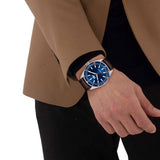 Lacoste blue dial brown leather strap watch (British brand)