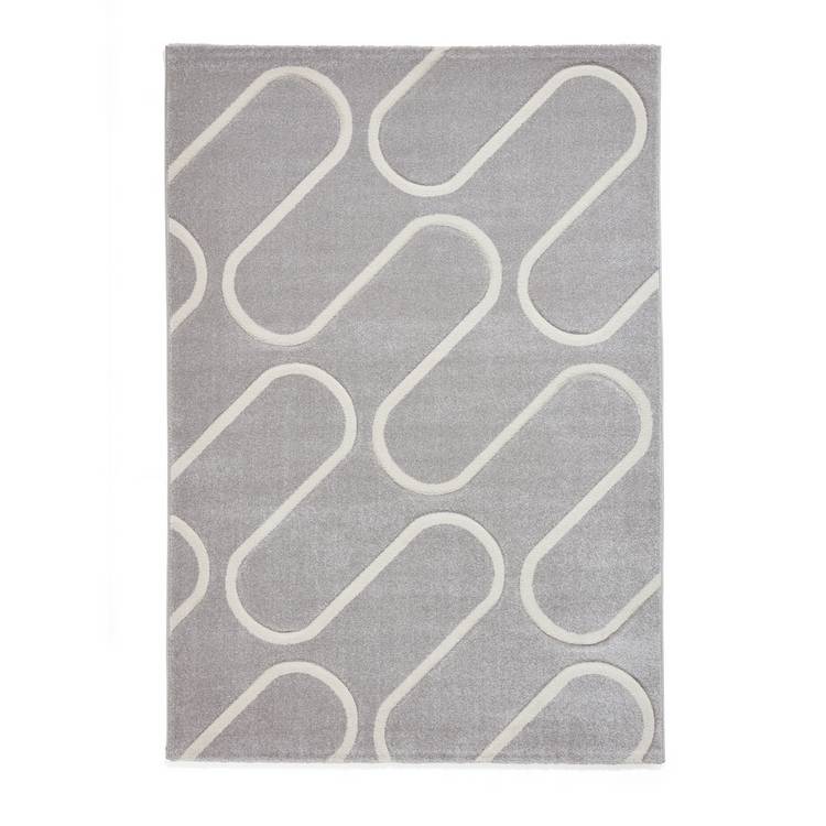 Catherine Lansfield Curve Grey short pile rug 80x150cm, UK version