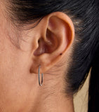 Astrid & Miyu white gold ridged hoop earrings 1.85cm - British product