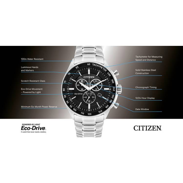 Citizen men's chronograph watch stainless steel 40mm - British product