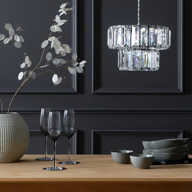 Argos Home Valencia Chrome 2 Tier lampshade 21.5cm (British brand)