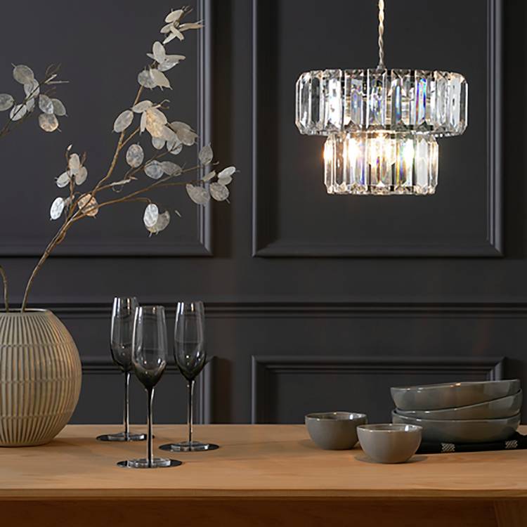 Argos Home Valencia Chrome 2 Tier lampshade 21.5cm (British brand)