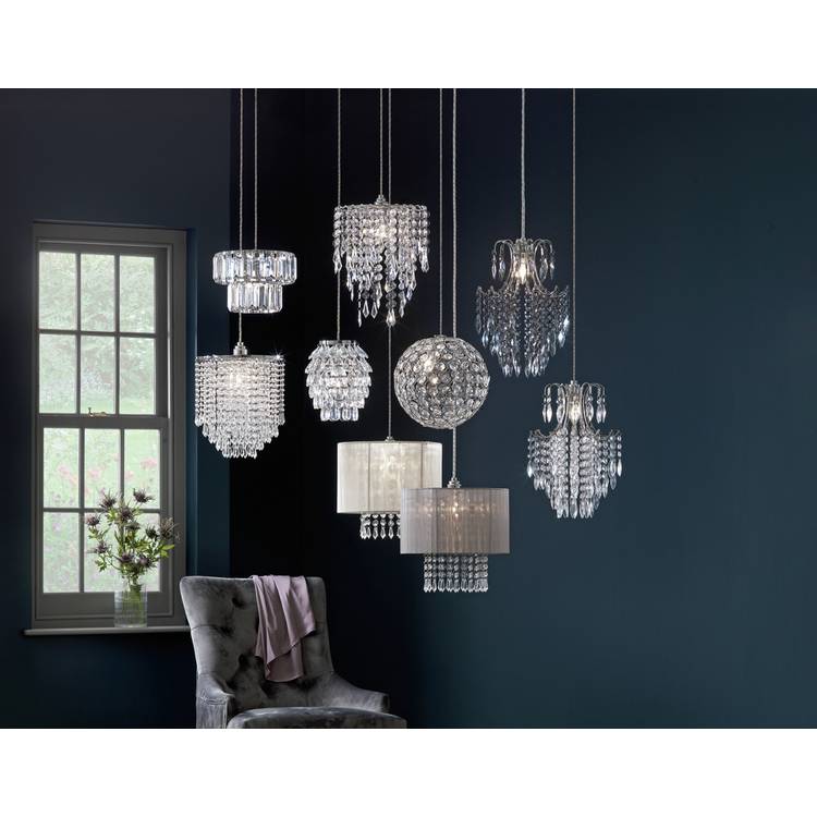 Argos Home Valencia Chrome 2 Tier lampshade 21.5cm (British brand)