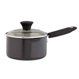 Habitat 18cm aluminium black lidded saucepan (British brand)