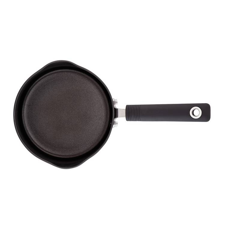 Habitat 18cm aluminium black lidded saucepan (British brand)