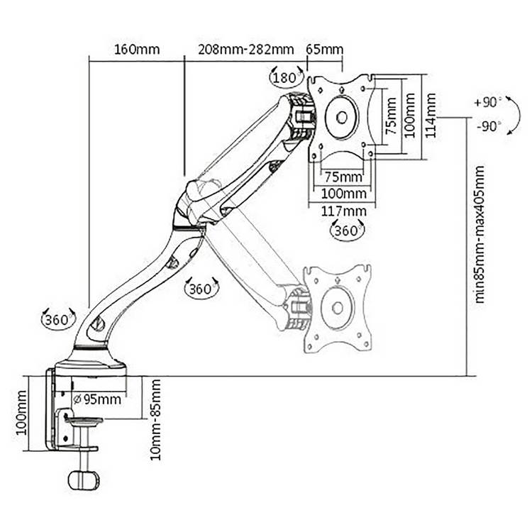 ProperAV monitor mount gas spring 17-32 inch - British product