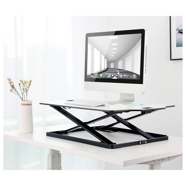 ProperAV stand up desk workstation white, British brand