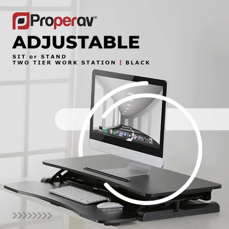ProperAV standing desk converter black - British product