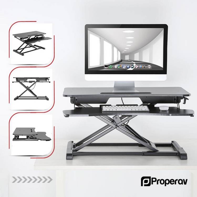 ProperAV standing desk converter black - British product