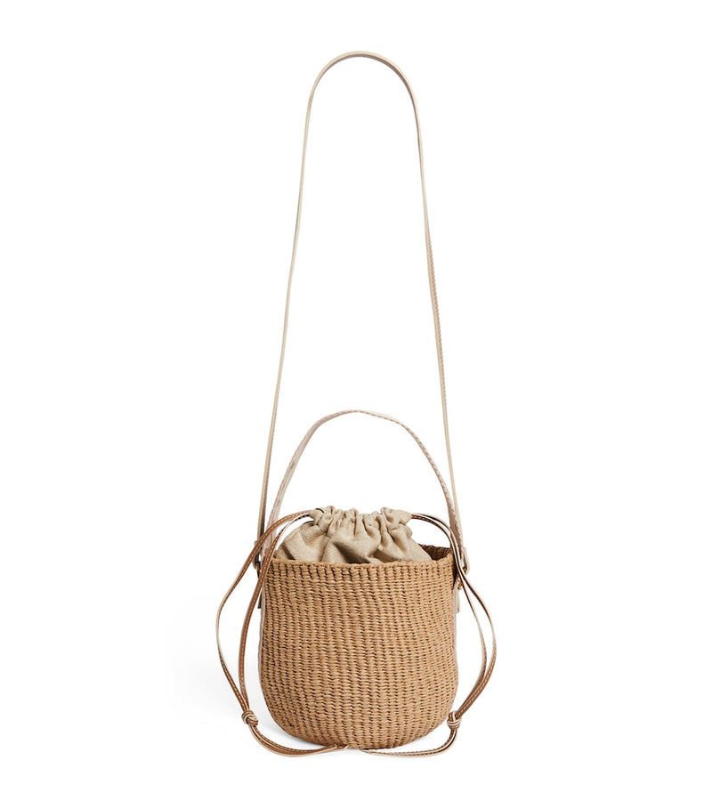 Chloé Small Woody basket bag in paper fibre and leather - UK version