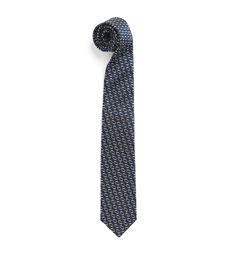 Isaia geometric jacquard silk tie 8.5cm (British brand)